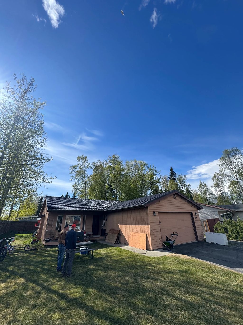 Black Interlock Shake aluminum roof on the home, Anchorage, Alaska