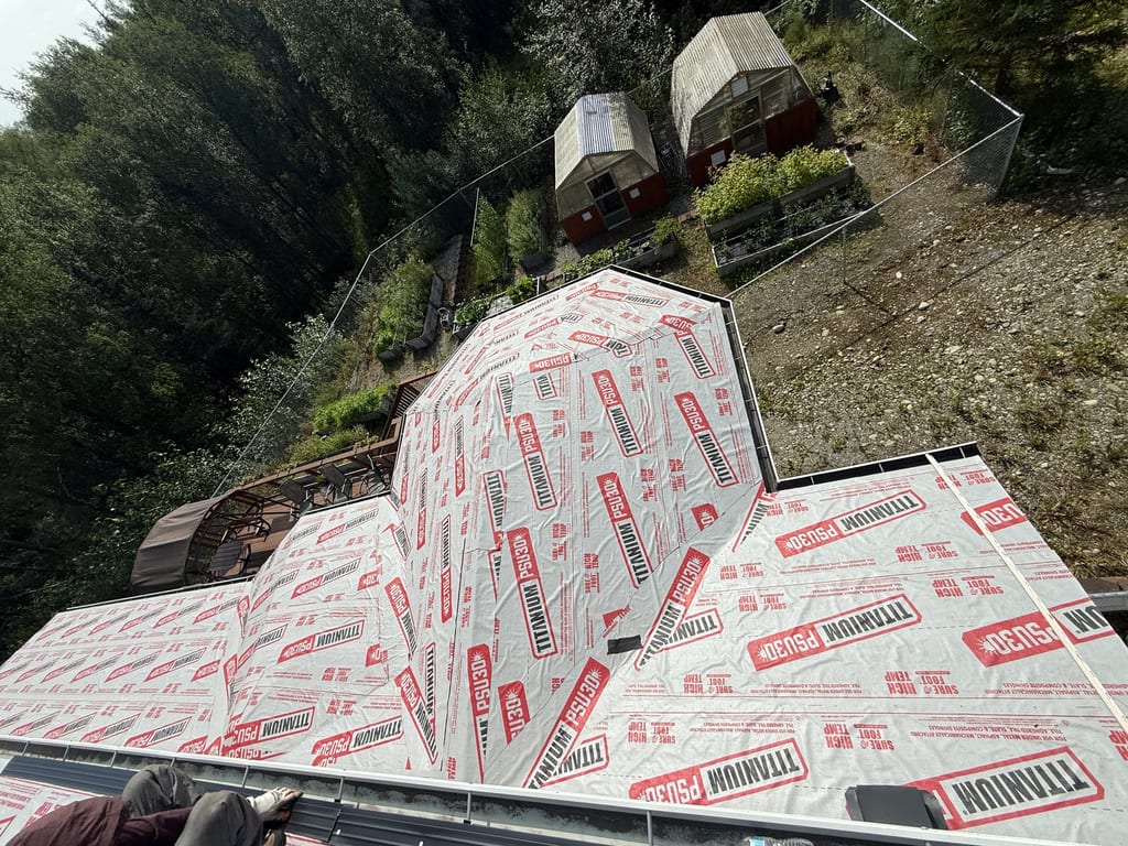 Interlock Aluminum Slate Metal Roofing – Black | Palmer, AK (Aerial oblique)