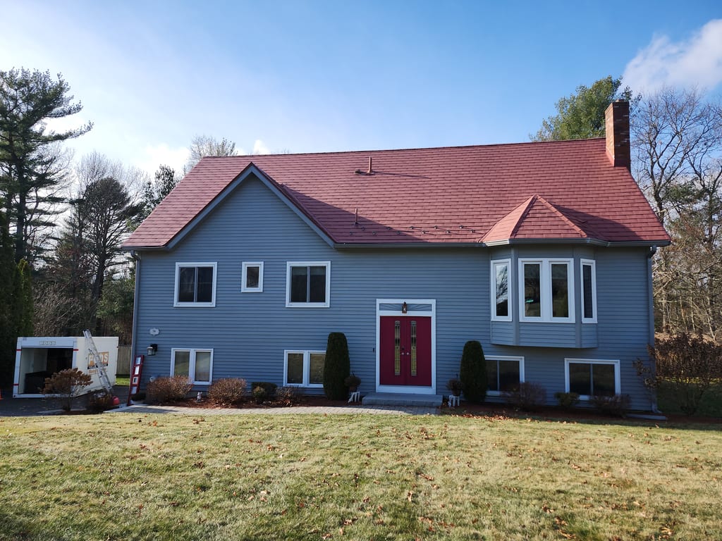 Interlock Aluminum Shingle Metal Roofing – Tile Red | Stoughton, MA (Front elevation)