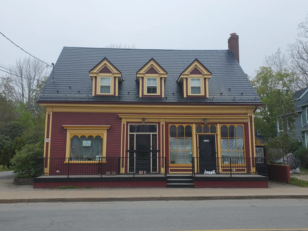Black Interlock Slate aluminum roof on the home, Mahone Bay, Nova Scotia
