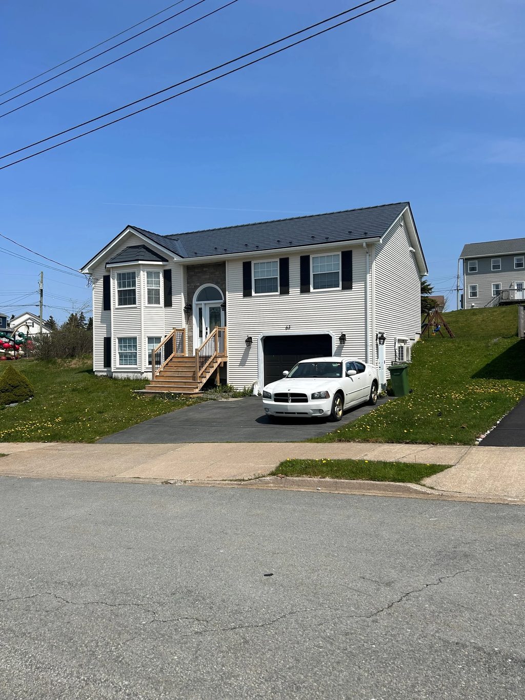 Deep Charcoal Interlock Slate aluminum roof on the home, Eastern Passage, Nova Scotia