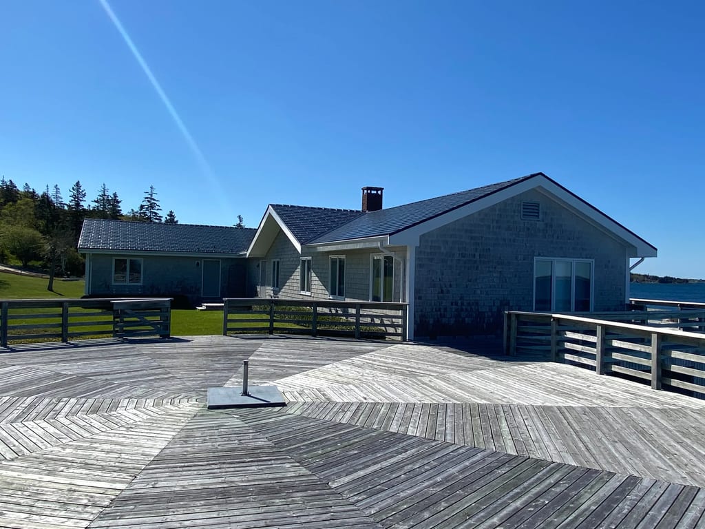 Black Interlock Slate aluminum roof on the home, East River, Nova Scotia