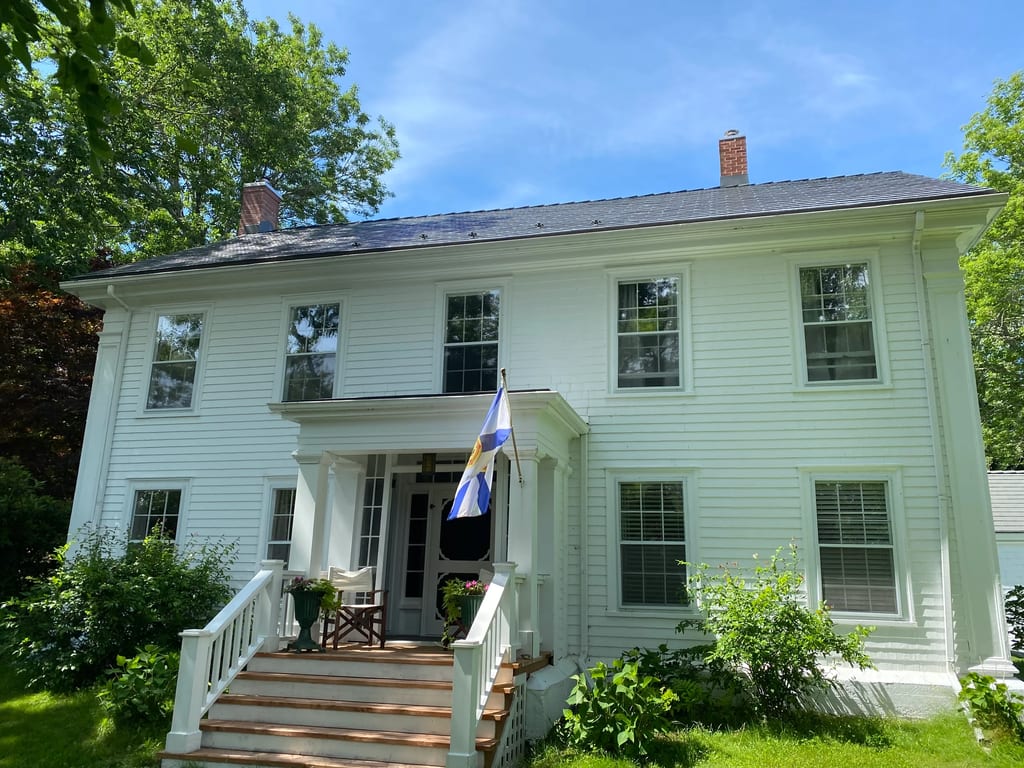 Musket Grey Interlock Cedar Shingle aluminum roof on the home, Mill Village, Nova Scotia