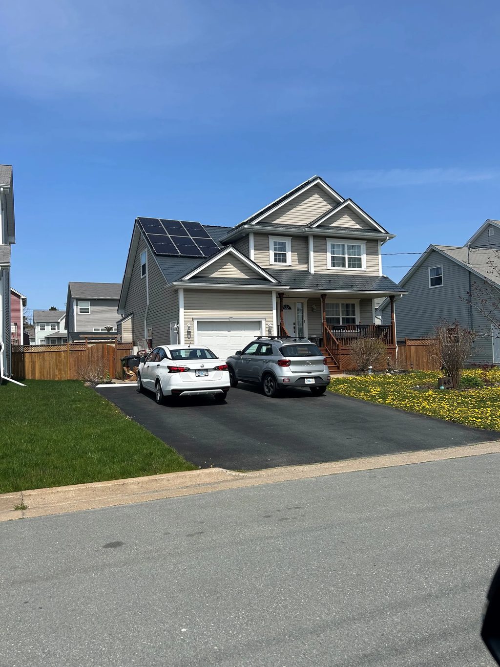 Deep Charcoal Interlock Slate aluminum roof on the home, Eastern Passage, Nova Scotia