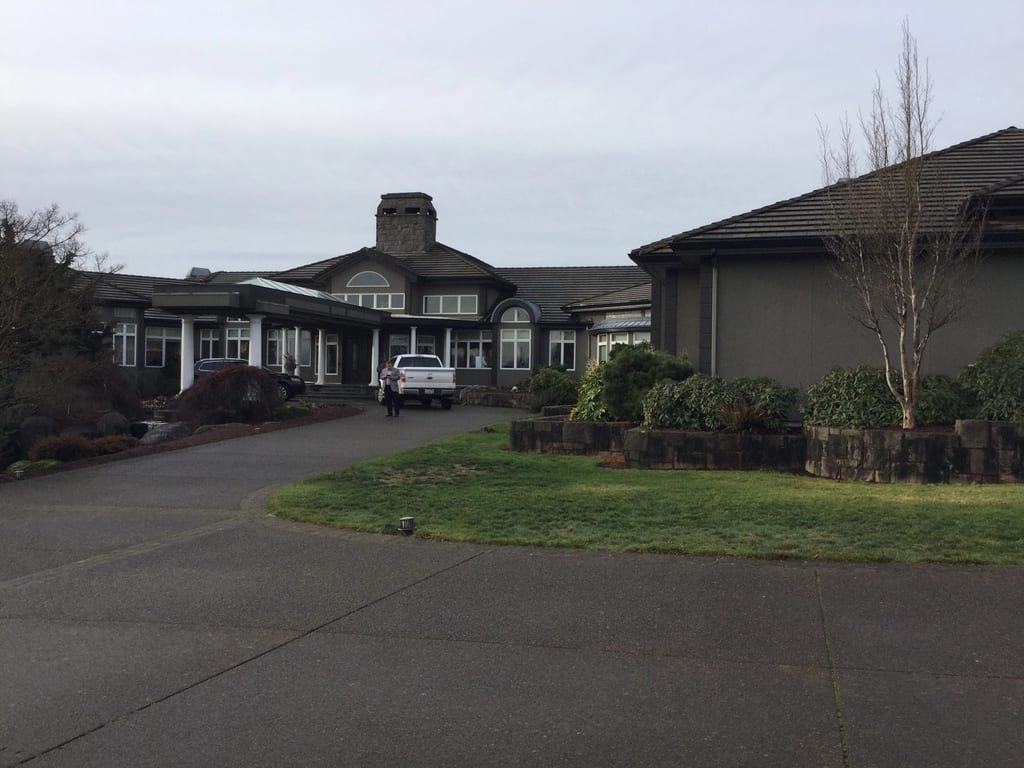 Before: a leaking concrete tile roof on the home, Turner, Oregon, ahead of a Deep Charcoal Interlock IB Membrane aluminum roof