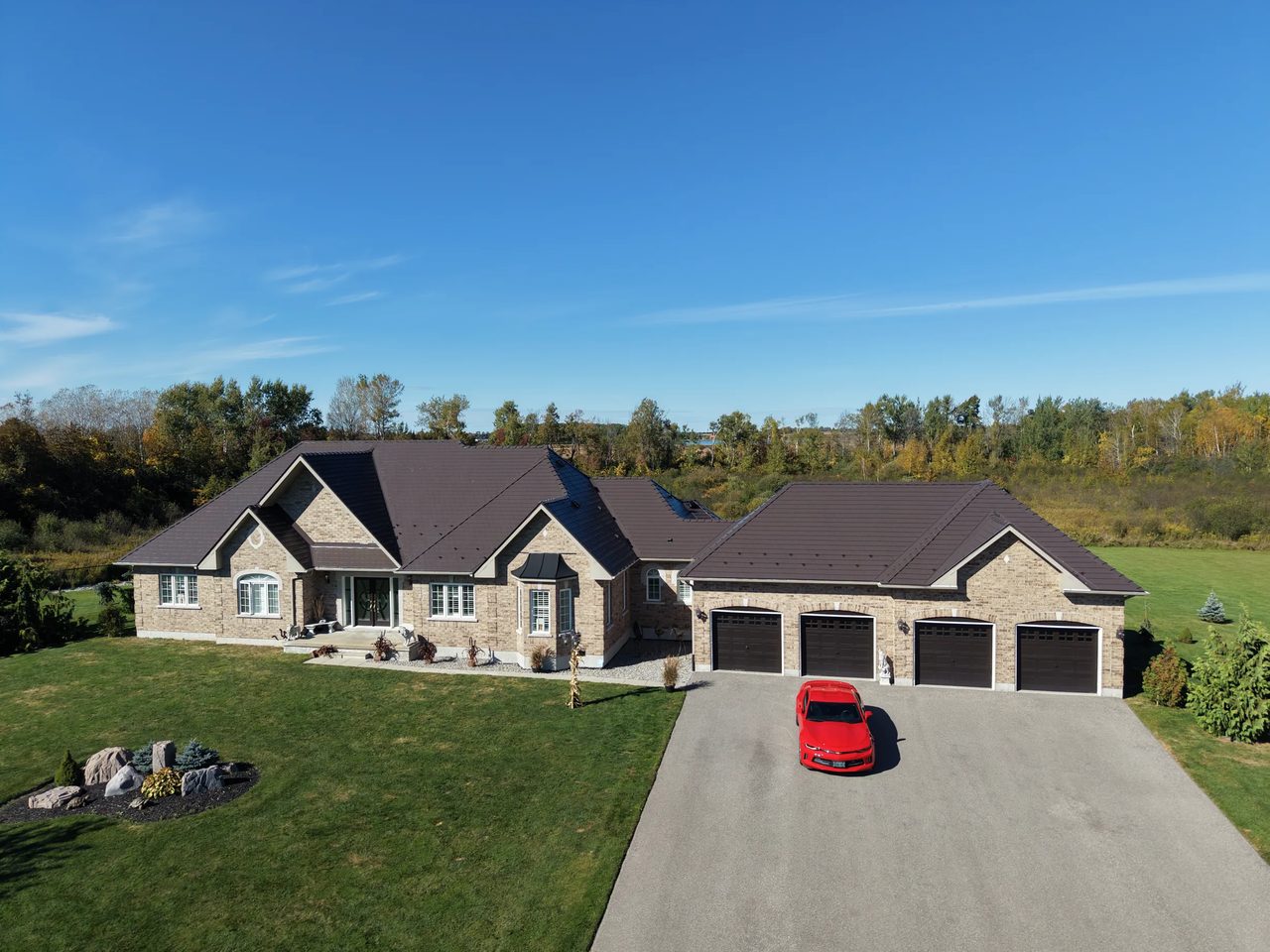 Interlock Aluminum Slate Metal Roofing – Tudor Brown | Kawartha Lakes, ON (Aerial)