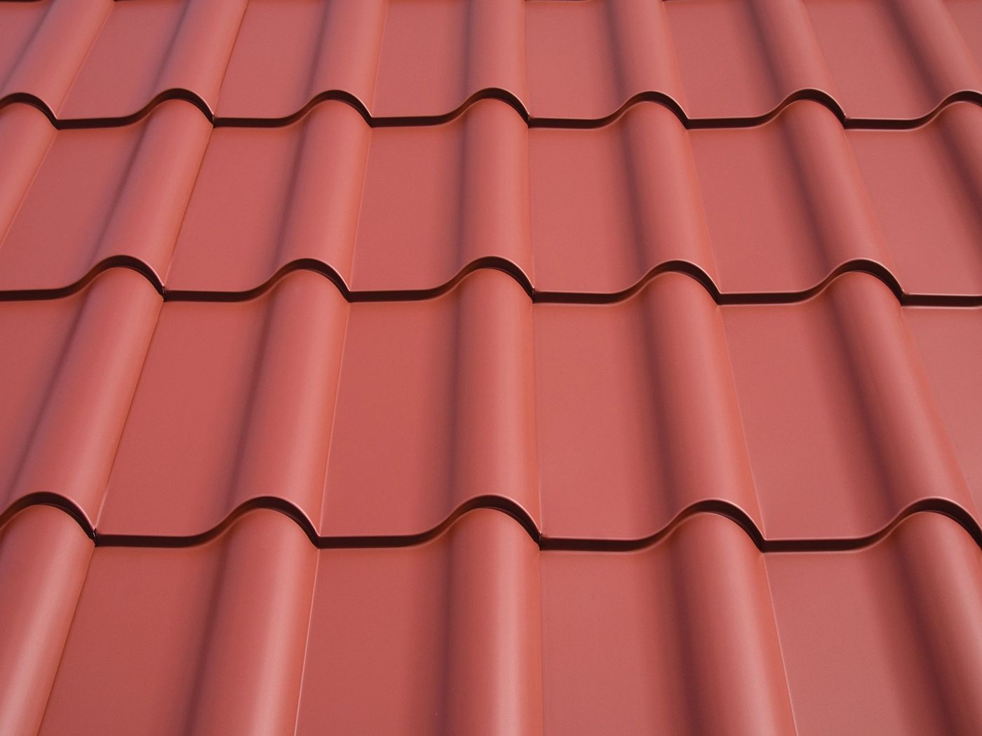 Interlock Mediterranean Tile aluminum roof on a home, product photo