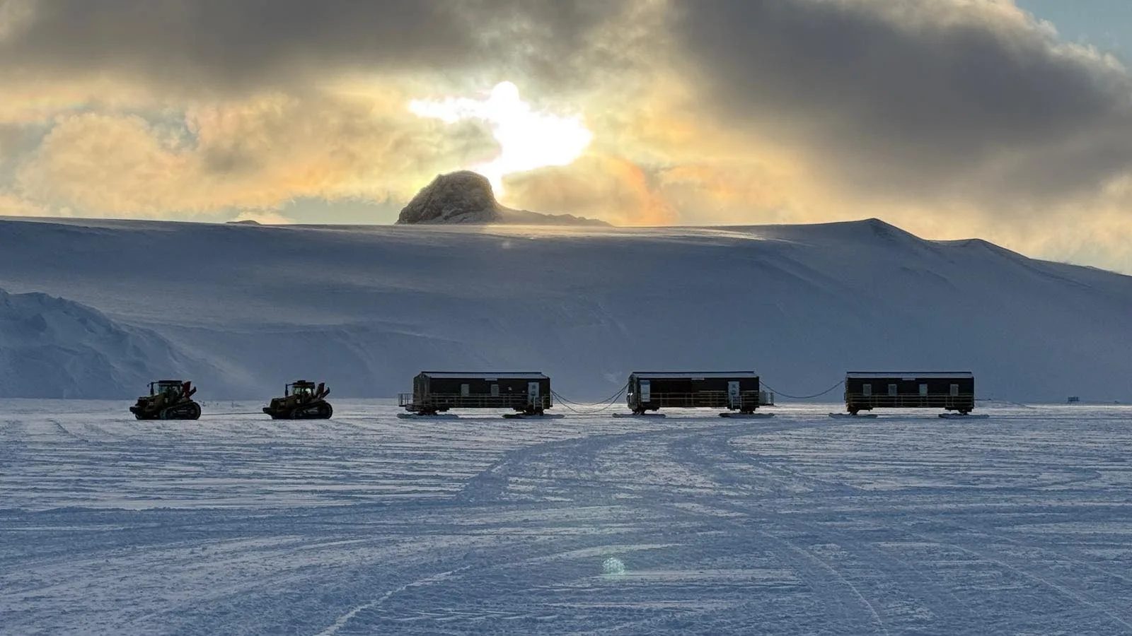 SPOT modules clad in Interlock metal roofing crossing the Antarctic plateau