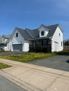 Deep Charcoal Interlock Slate aluminum roof on the home, Eastern Passage, Nova Scotia
