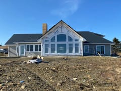 Deep Charcoal Interlock Slate aluminum roof on the home, Yarmouth, Nova Scotia