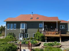 Copper Penny Interlock Slate aluminum roof on the home, Lunenburg, Nova Scotia
