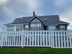 Black Interlock Slate aluminum roof on the home, Cheggogin, Nova Scotia