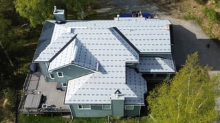 Interlock Aluminum Slate Metal Roofing – Black | Anchorage, AK (Drone top down)