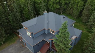 Interlock Aluminum Slate Metal Roofing – Deep Charcoal | Anchorage, AK (Aerial)