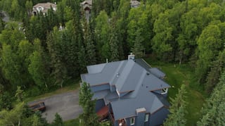 Interlock Aluminum Slate Metal Roofing – Deep Charcoal | Anchorage, AK (Aerial)