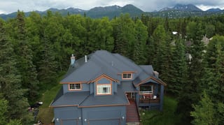 Interlock Aluminum Slate Metal Roofing – Deep Charcoal | Anchorage, AK (Aerial)