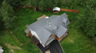 Interlock Aluminum Slate Metal Roofing – Musket Grey | Palmer, AK (Aerial)