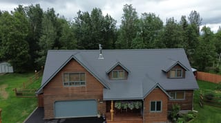 Interlock Aluminum Slate Metal Roofing – Musket Grey | Palmer, AK (Aerial)