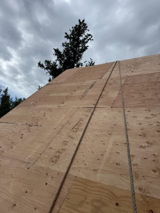 Interlock Aluminum Slate Metal Roofing – Musket Grey | Palmer, AK (During installation)