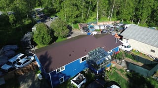 Interlock Aluminum Cedar Shingle Metal Roofing – Colonial Brown | Wasilla, AK (Aerial)