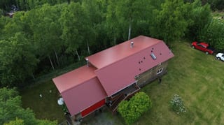 Interlock Aluminum Cedar Shingle Metal Roofing – Tile Red | Chugiak, AK (Aerial)
