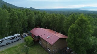 Interlock Aluminum Cedar Shingle Metal Roofing – Tile Red | Chugiak, AK (Aerial)