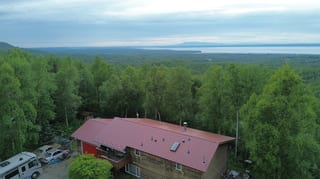 Interlock Aluminum Cedar Shingle Metal Roofing – Tile Red | Chugiak, AK (Aerial)