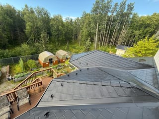 Interlock Aluminum Slate Metal Roofing – Black | Palmer, AK (Aerial)