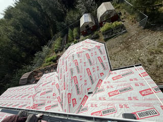 Interlock Aluminum Slate Metal Roofing – Black | Palmer, AK (Aerial oblique)