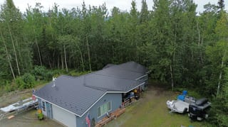 Interlock Aluminum Slate Metal Roofing – Black | Wasilla, AK (Full roof overview)