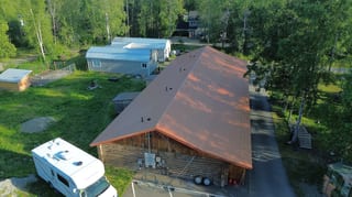 Interlock Aluminum Shake Metal Roofing – Copper Penny | Wasilla, AK (Aerial)