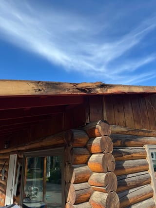 Copper Penny Interlock Shake aluminum roof being installed on the home, replacing a rotten asphalt shingle roof, Wasilla, Alaska