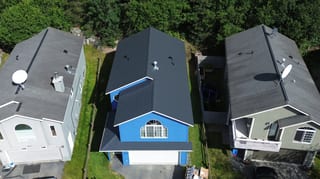 Interlock Aluminum Slate Metal Roofing – Deep Charcoal | Eagle River, AK (Aerial)