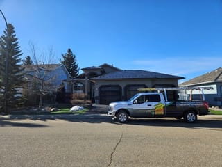 Interlock Aluminum Slate Metal Roofing – Black | Red Deer, AB (Street view)
