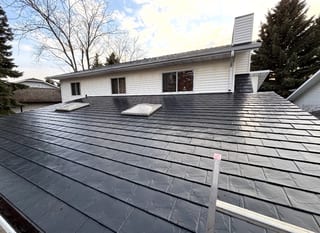 Interlock Aluminum Slate Metal Roofing – Black | Edmonton, AB (Roof plane front)