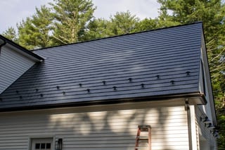 Interlock Aluminum Cedar Shingle Metal Roofing – Black | Foxborough, MA (Close-up)
