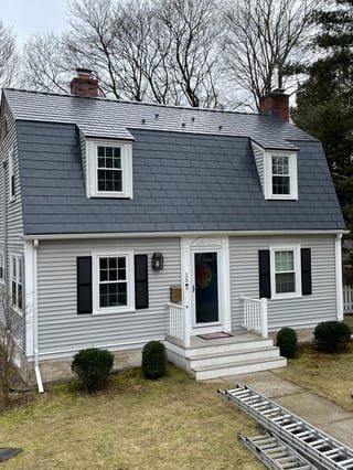 Interlock Aluminum Slate Metal Roofing – Deep Charcoal | Walpole, MA (Front elevation)