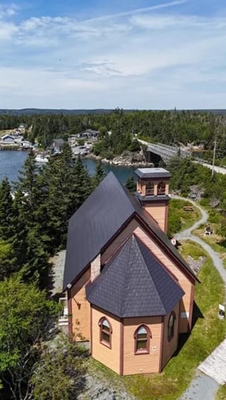 Black Interlock Slate aluminum roof on the home, Lahave, Nova Scotia