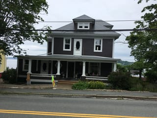 Musket Grey Interlock Slate aluminum roof on the home, Lunenburg, Nova Scotia