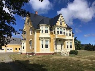 Black Interlock Slate aluminum roof on the home with ridge cap and ridge vent, Granville Ferry, Nova Scotia
