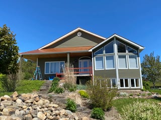 Copper Penny Interlock Slate aluminum roof on the home, Lunenburg, Nova Scotia