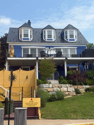 Black Interlock Slate aluminum roof on the home, Lunenburg, Nova Scotia