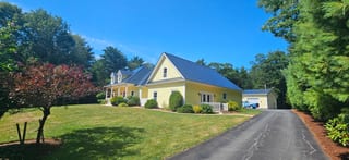 Deep Charcoal Interlock Slate aluminum roof on the home, Upper LaHave, Nova Scotia