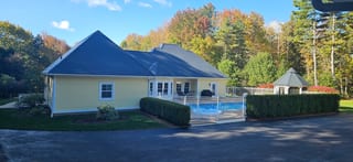 Deep Charcoal Interlock Slate aluminum roof on the home, Upper LaHave, Nova Scotia