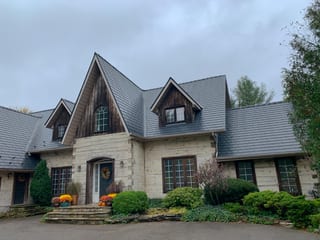 Interlock Aluminum Slate Metal Roofing – Black | St. George, ON (Front elevation)