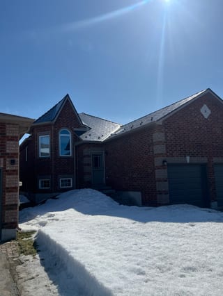 Interlock Aluminum Slate Metal Roofing – Deep Charcoal | Barrie, ON (Front-left elevation)