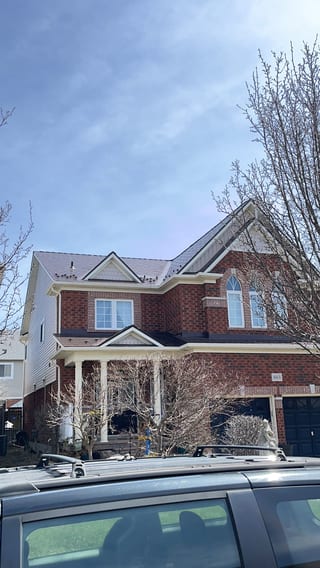 Interlock Aluminum Slate Metal Roofing – Colonial Brown | Oshawa, ON (Front-left elevation)