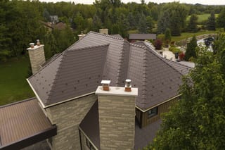Interlock Aluminum Slate Metal Roofing – Tudor Brown | Bradford, ON (Close-up)