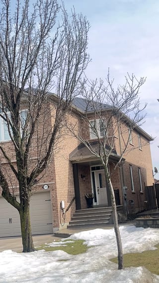 Deep Charcoal Interlock Slate aluminum roof on a two-storey home with an Interlock Slate metal roof in, Mississauga, Ontario