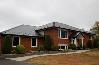 Interlock Aluminum Slate Metal Roofing – Black | Carrying Place, ON (Front-left elevation)